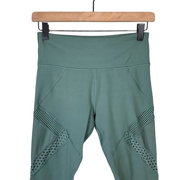 Lorna Jane Alexa Core Green High Waisted Perforated & Mesh Athletic Leggings - Picture 5 of 11